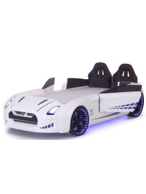 Ліжко машина біла з підсвічуванням Порше-911